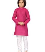 Purple plain cotton boys-kurta-pyjama