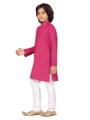 Purple plain cotton boys-kurta-pyjama 3