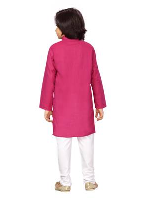 Purple plain cotton boys-kurta-pyjama 4