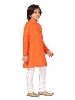 Orange plain cotton boys-kurta-pyjama 2