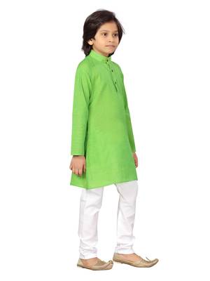 Green plain cotton boys-kurta-pyjama 2