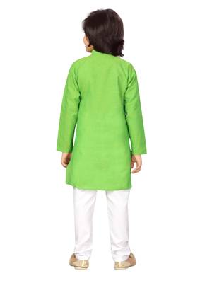Green plain cotton boys-kurta-pyjama 4