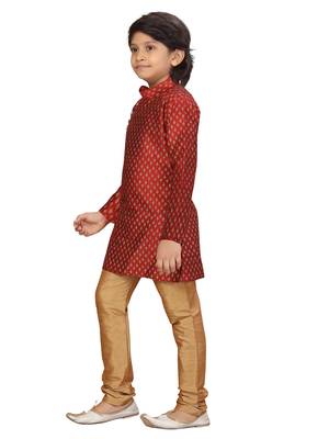 Maroon plain silk boys-kurta-pyjama 3