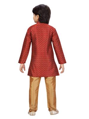 Maroon plain silk boys-kurta-pyjama 4