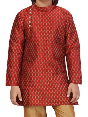 Maroon plain silk boys-kurta-pyjama 5