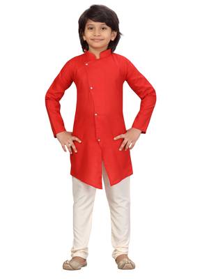 Maroon plain cotton boys-kurta-pyjama 1