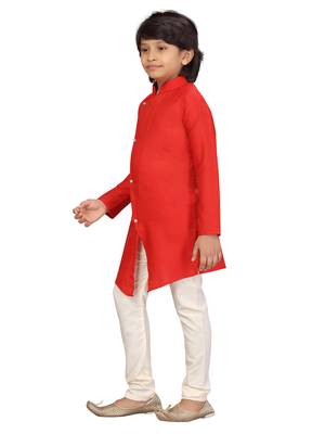 Maroon plain cotton boys-kurta-pyjama 3