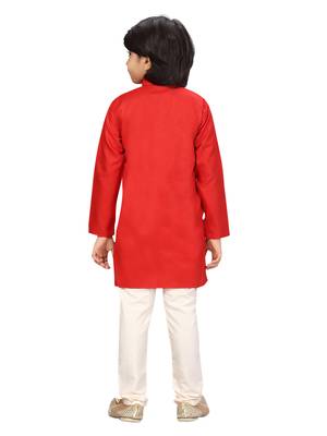 Maroon plain cotton boys-kurta-pyjama 4