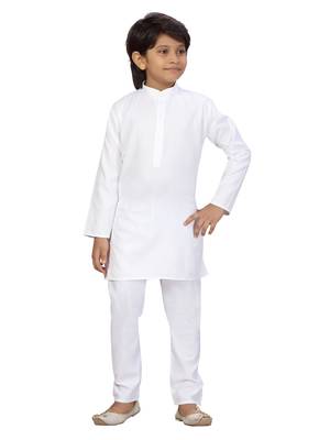 White plain cotton boys-kurta-pyjama 1
