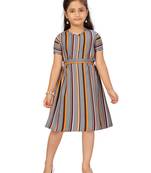 Grey plain silk kids-frocks