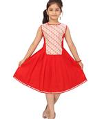Red plain cotton kids-frocks
