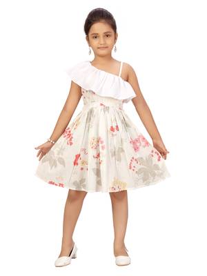White plain cotton kids-frocks 1
