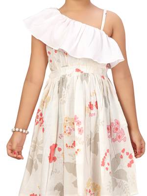 White plain cotton kids-frocks 5