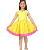 Yellow plain silk kids-frocks