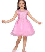 Pink plain net kids-frocks