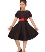 Black plain silk kids-frocks