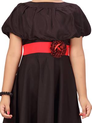 Black plain silk kids-frocks 5