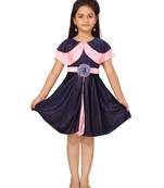 Blue plain silk kids-frocks