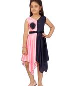 Pink plain silk kids-frocks