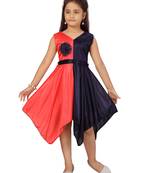 Red plain silk kids-frocks