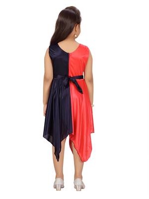 Red plain silk kids-frocks 4