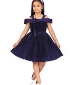 Blue plain silk kids-frocks