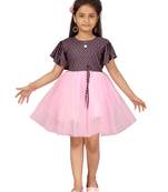 Pink printed nylon kids-frocks