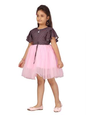 Pink printed nylon kids-frocks 3
