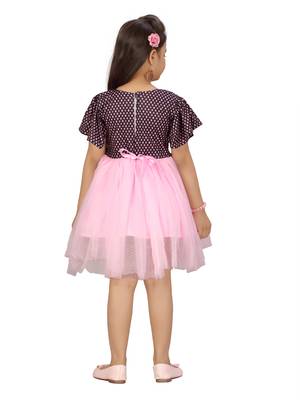 Pink printed nylon kids-frocks 4