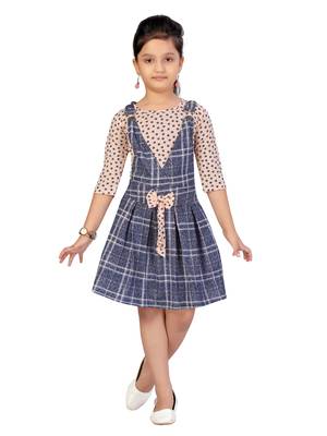 Orange plain blended cotton kids-frocks 1