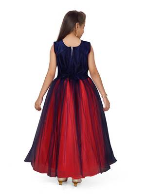 Blue plain polyester kids-girl-gowns 4