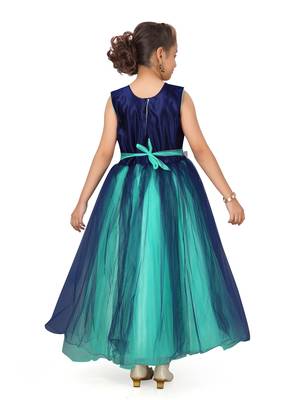 Blue plain polyester kids-girl-gowns 4
