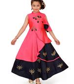 Red plain silk kids-girl-gowns
