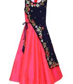 Red embroidered silk kids-girl-gowns