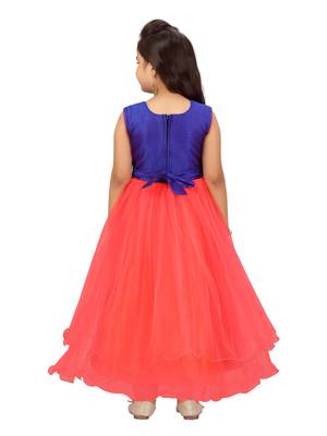 Blue embroidered silk kids-girl-gowns 4