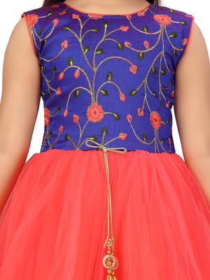 Blue embroidered silk kids-girl-gowns 5