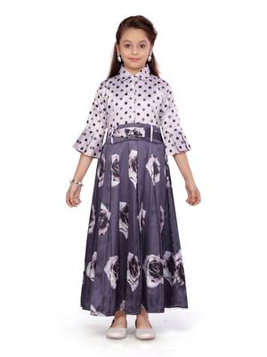 Pink plain blended cotton kids-girl-gowns 1