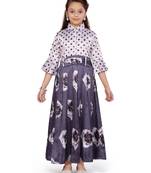 Pink plain blended cotton kids-girl-gowns