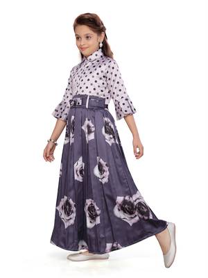 Pink plain blended cotton kids-girl-gowns 4