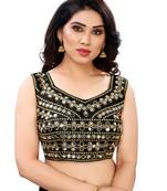 Black art silk Mirror Work blouse