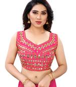 Pink art silk Mirror Work blouse