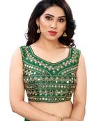 Green art silk Mirror Work blouse