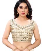 White art silk Mirror Work blouse