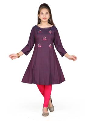 Maroon plain cotton kids-tops 1