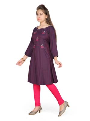 Maroon plain cotton kids-tops 2