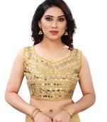 Gold art silk Mirror Work blouse