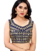 Navyblue art silk Mirror Work blouse
