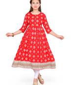 Red plain cotton kids-tops