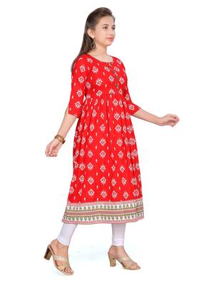 Red plain cotton kids-tops 3