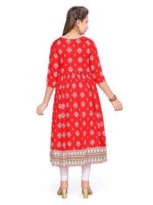 Red plain cotton kids-tops 4